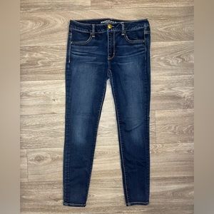 American Eagle Next Level High Waisted Jeggings, Dark Wash, Size: 8 short